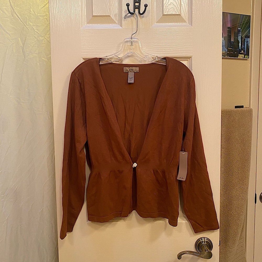 i.e. Brown Cardigan w/ Waist Accents